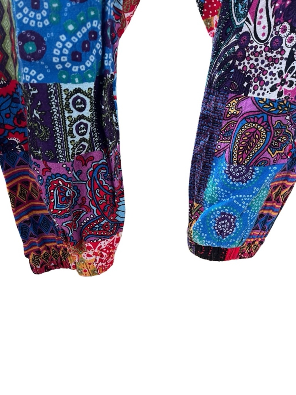 Patchwork multicolor harem style pants with pockets drawstring waist boho S - Picture 6 of 10